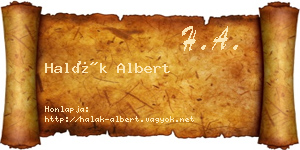 Halák Albert névjegykártya